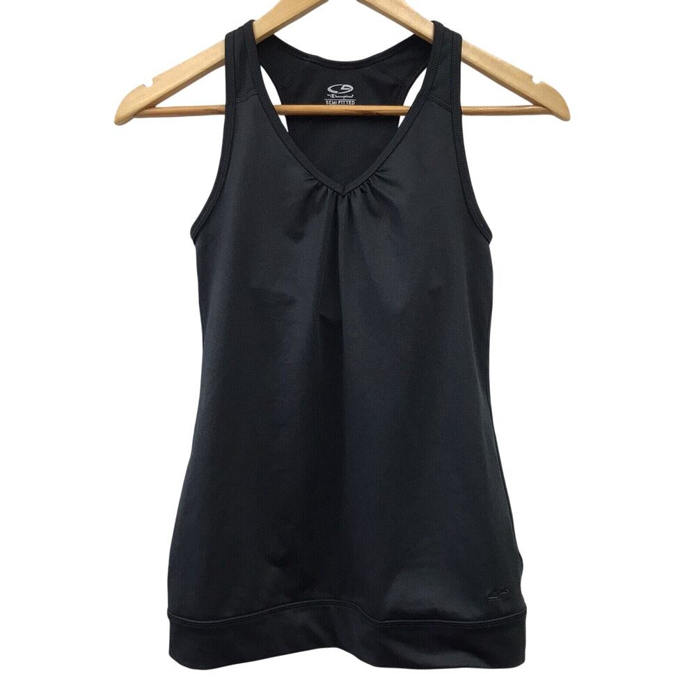 Champion Top Womens XS Athletic Tank Black Semi Fitted Built In Bra